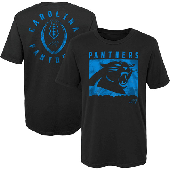 Men's Carolina Panthers Black Preschool Liquid Camo Logo T-Shirt